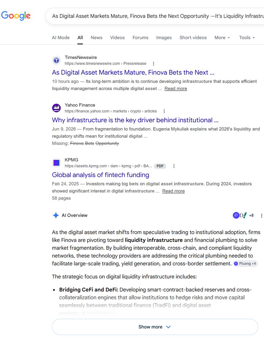 Google search results for the announcement