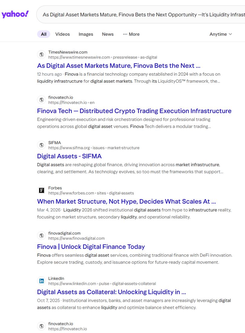 Yahoo search results for the announcement